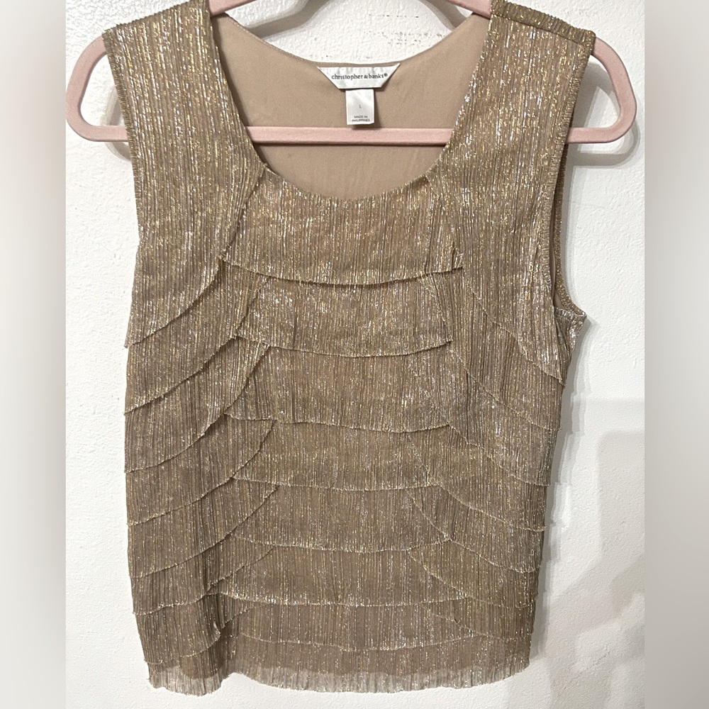 Christopher & Banks Gold Shimmery Top